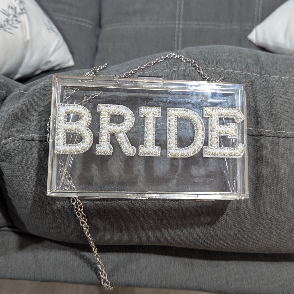 Clear Bride Clutch with Silver Chain